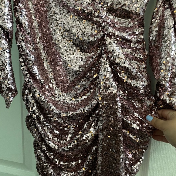Pink glittery fitted dress size Large 10-12 - Picture 3 of 3
